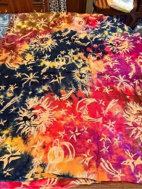 Tie-Dye Sun Moon Star Scarf/Sarong/Pareo/Tapestry! millennium vintage, 2000!
